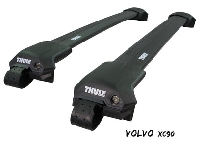 WingBar Edge (black) Roof Bars to fit Volvo XC90 Mk.2 (2015-26) with Raised (open) Rails