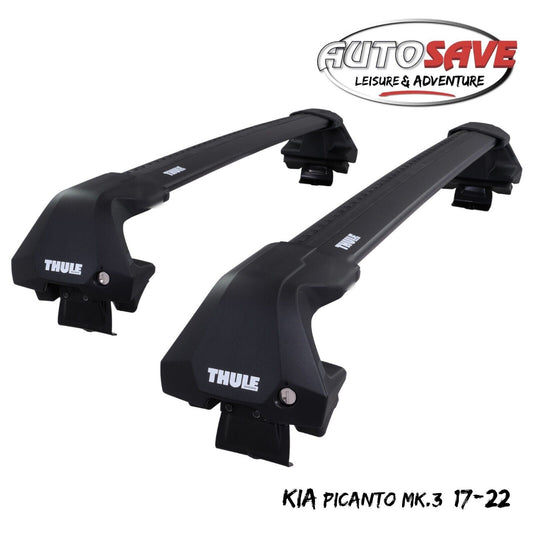 Thule WingBar Edge Black Aluminium Roof Bars Set to fit Kia Picanto Mk.3 17-22