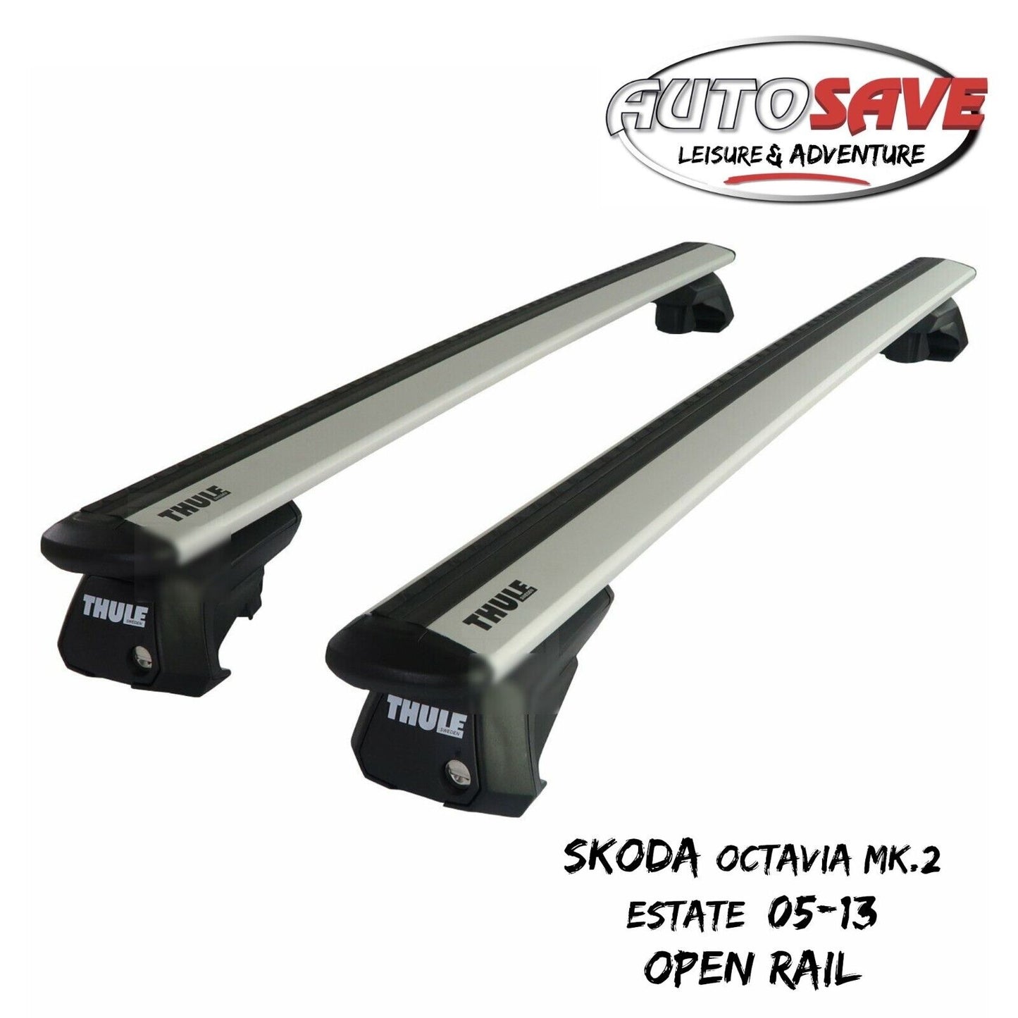 Thule WingBar Evo Silver Roof Bars fit Skoda Octavia Mk.2 Estate 05-13 Open Rail