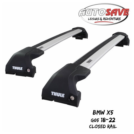 Thule WingBar Edge Silver Aluminium Roof Bars Set to fit BMW X5 G05 18-22 Rails
