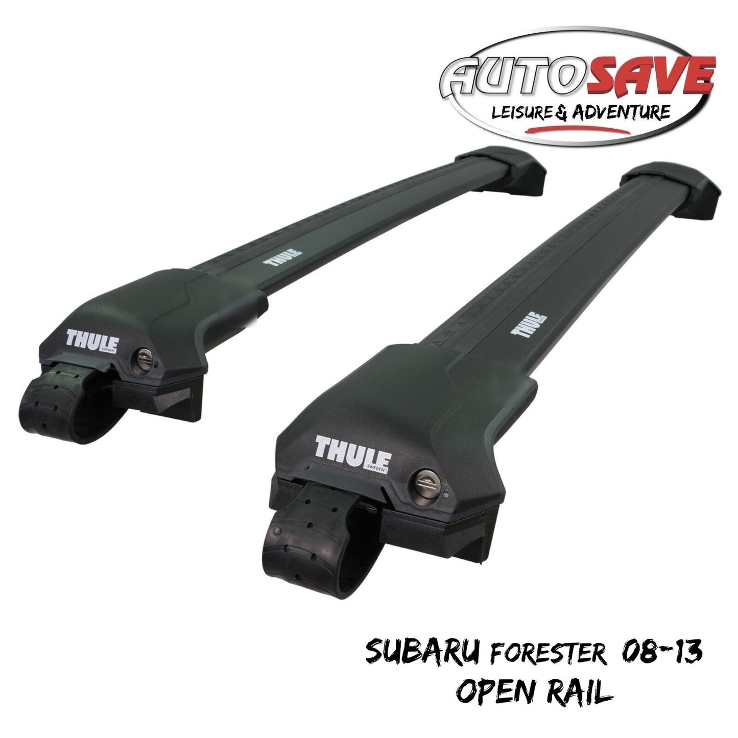 Thule WingBar Edge Black Roof Bar Set to fit Subaru Forester 08-13 Open Rail