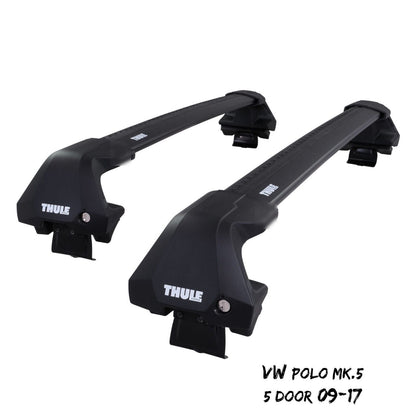 THULE - WingBar Edge (black) Aluminium Roof Bar Set for VW Polo 5 Door Mk.5 (2009-17)