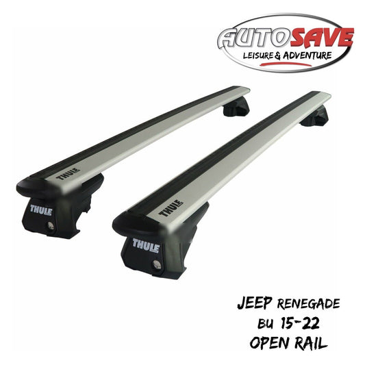 Thule Alu WingBar Evo Silver Roof Bars to fit Jeep Renegade BU 15-22 Open Rail