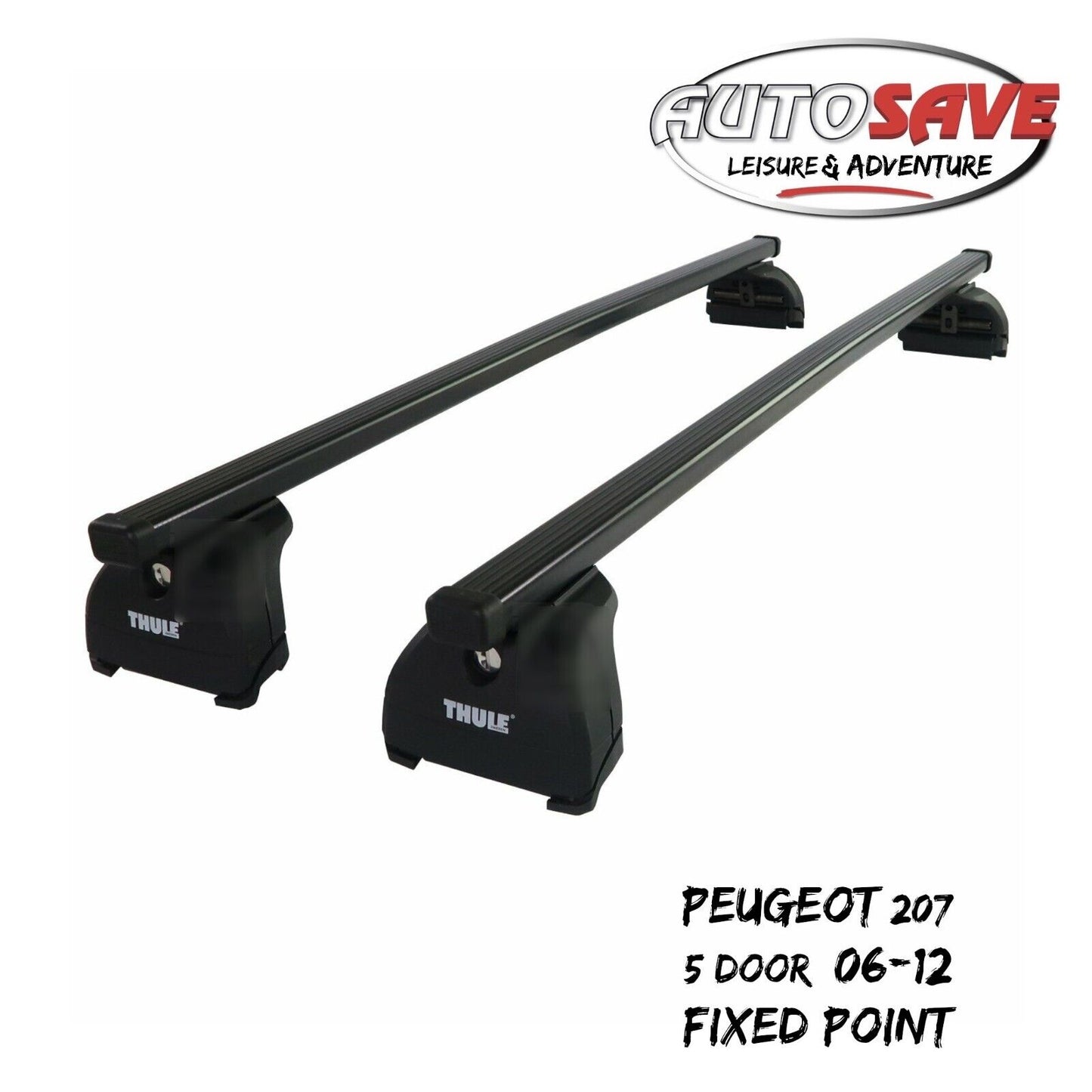 Thule Steel SquareBar Evo Roof Bars Set fit Peugeot 207 5 Door 06-12 Fixed Point