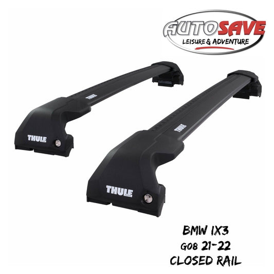 Thule WingBar Edge Black Roof Bars Set to fit BMW iX3 G08 21-22 Closed Rail Pair