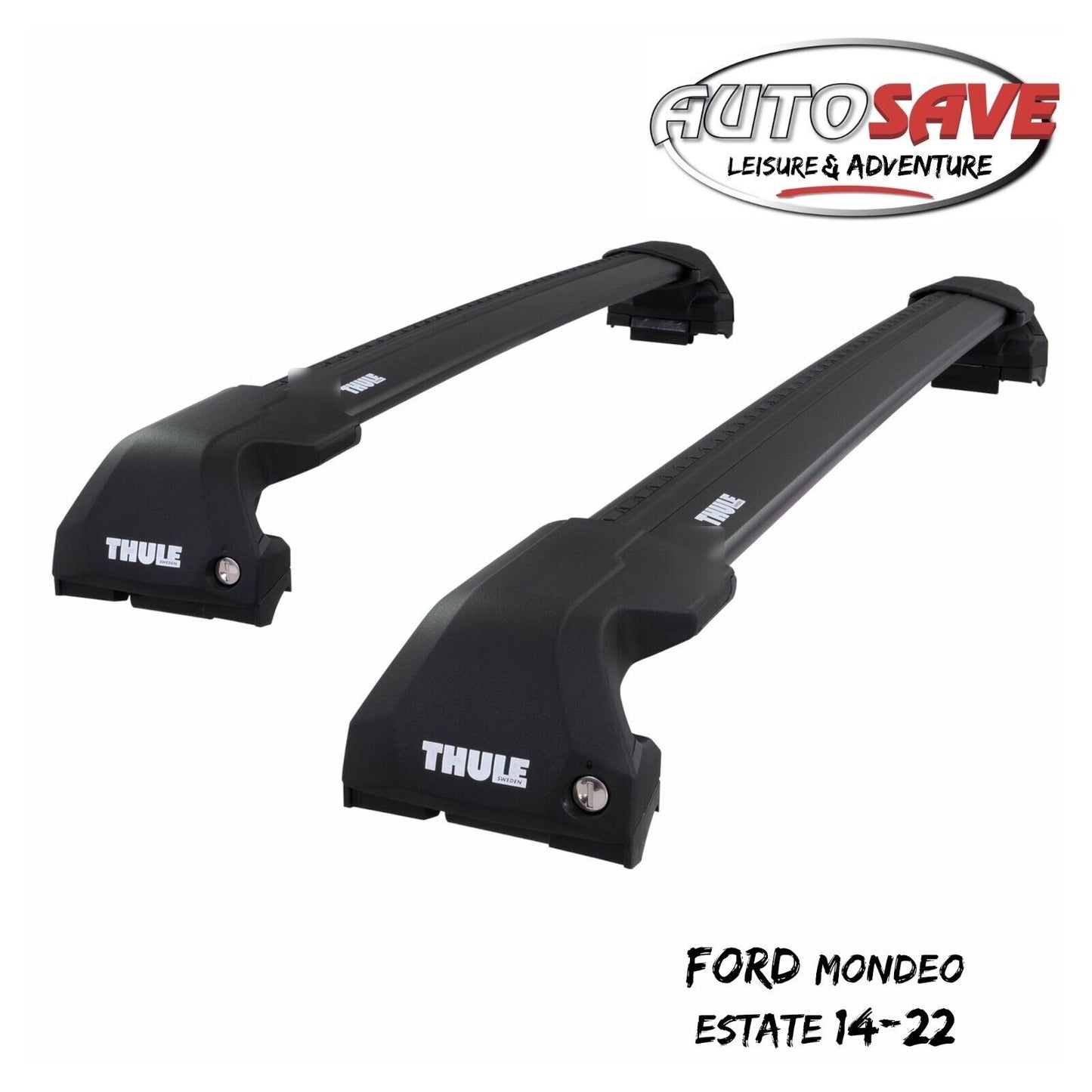 Thule WingBar Edge Black Aluminium Roof Bars for Ford Mondeo Estate 14-22 Rails