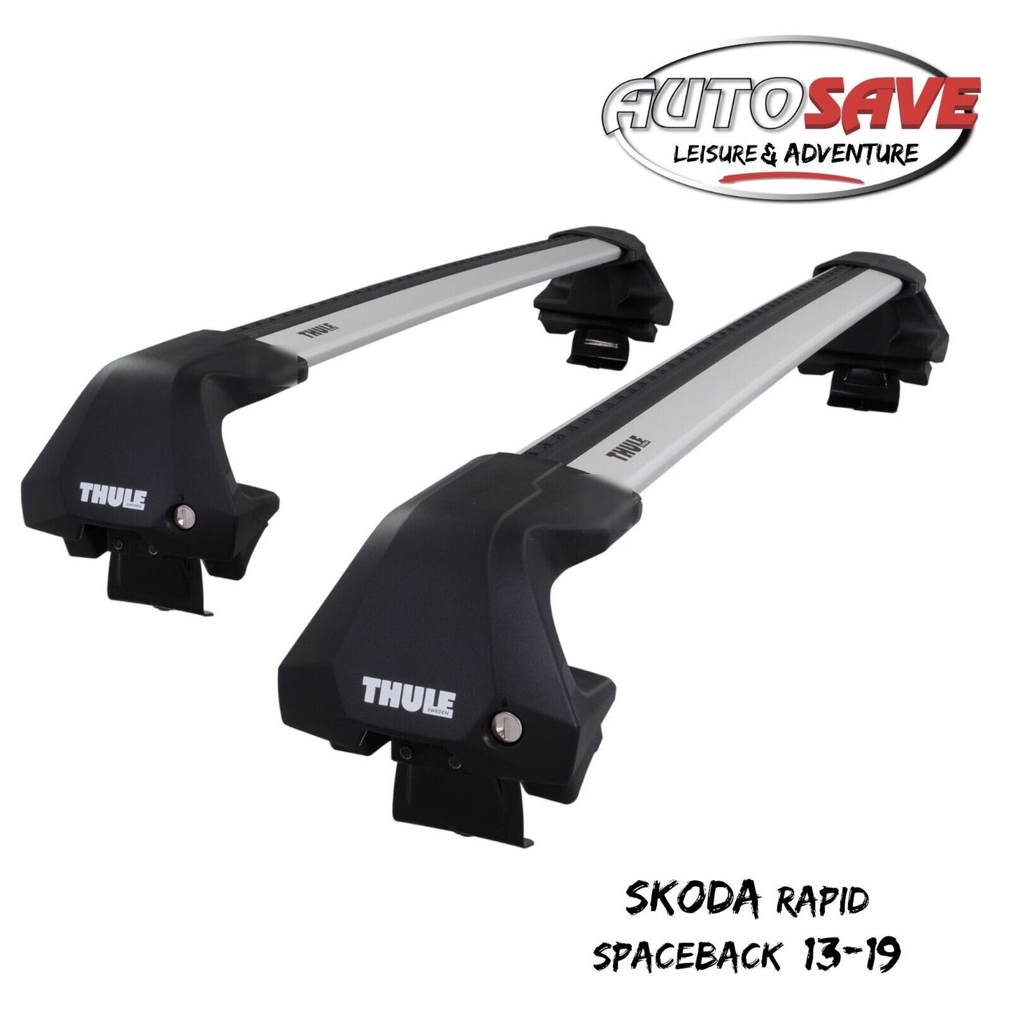 Thule WingBar Edge Silver Aluminium Roof Bars to fit Skoda Rapid Spaceback 13-19