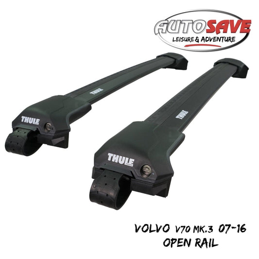 Thule WingBar Edge Black Roof Bars for Volvo V70 Mk.3 07-16 Open Rails Alu Aero