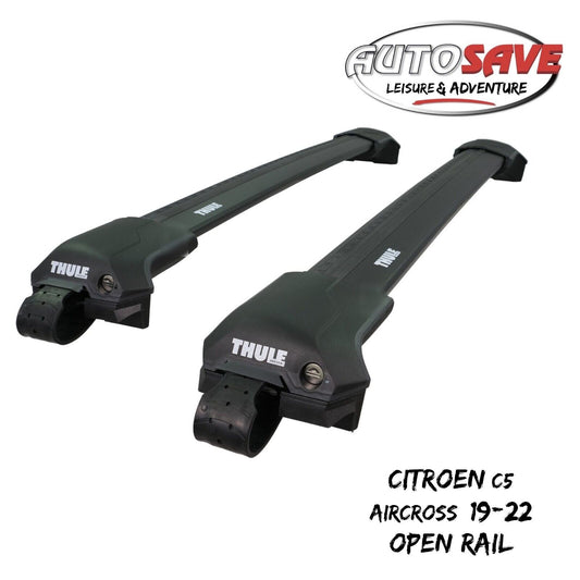 Thule WingBar Edge Black Roof Bars Citroen C5 Aircross 19-22 Open Rails Alu Aero