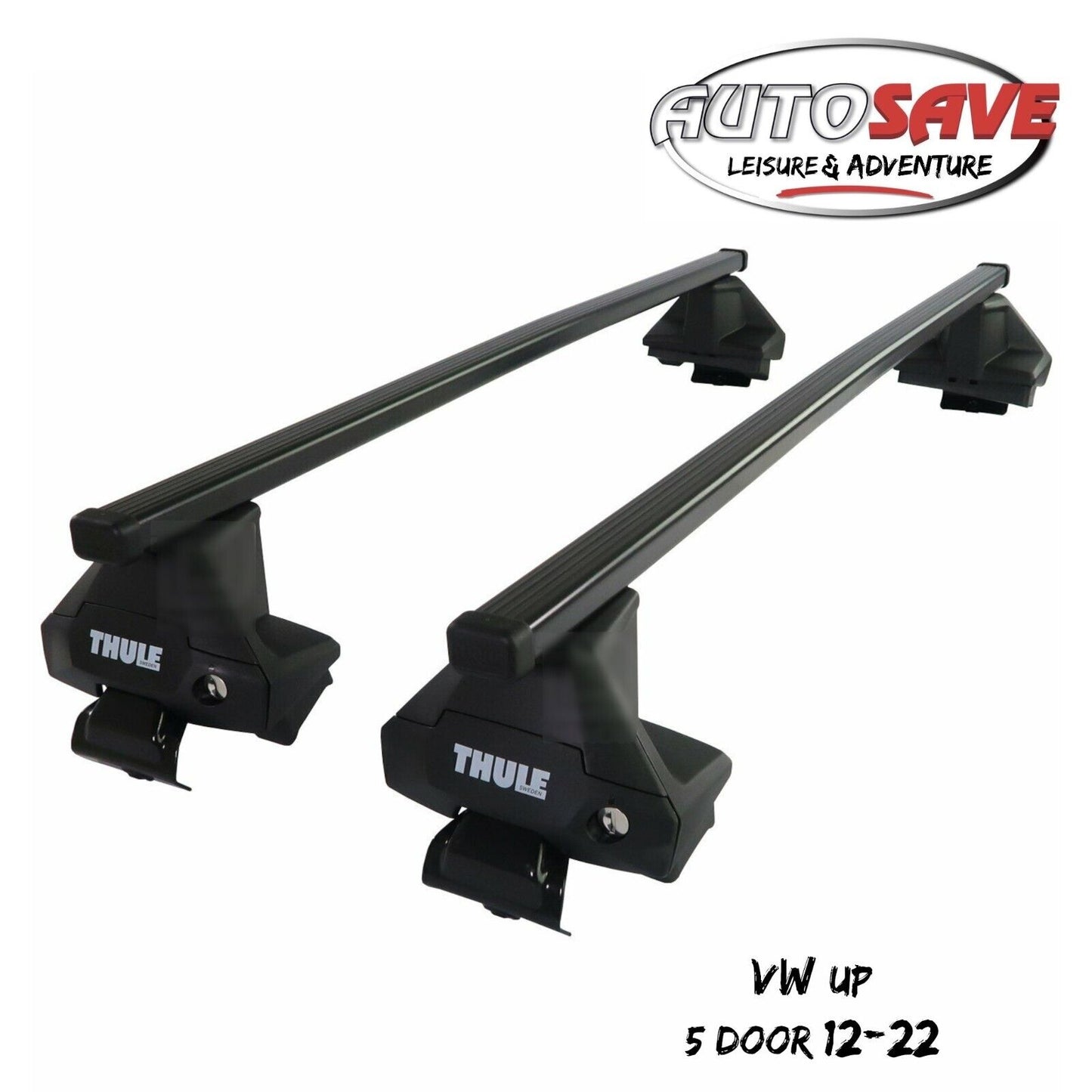 Thule Steel SquareBar Evo Roof Bars Set to fit VW Up 5 Door 12-22 Lockable Pair