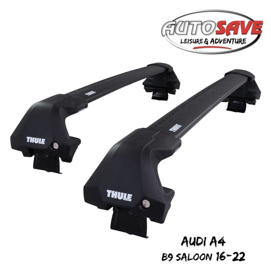 Thule WingBar Edge Black Aluminium Roof Bars Set to fit Audi A4 Saloon B9 16-22