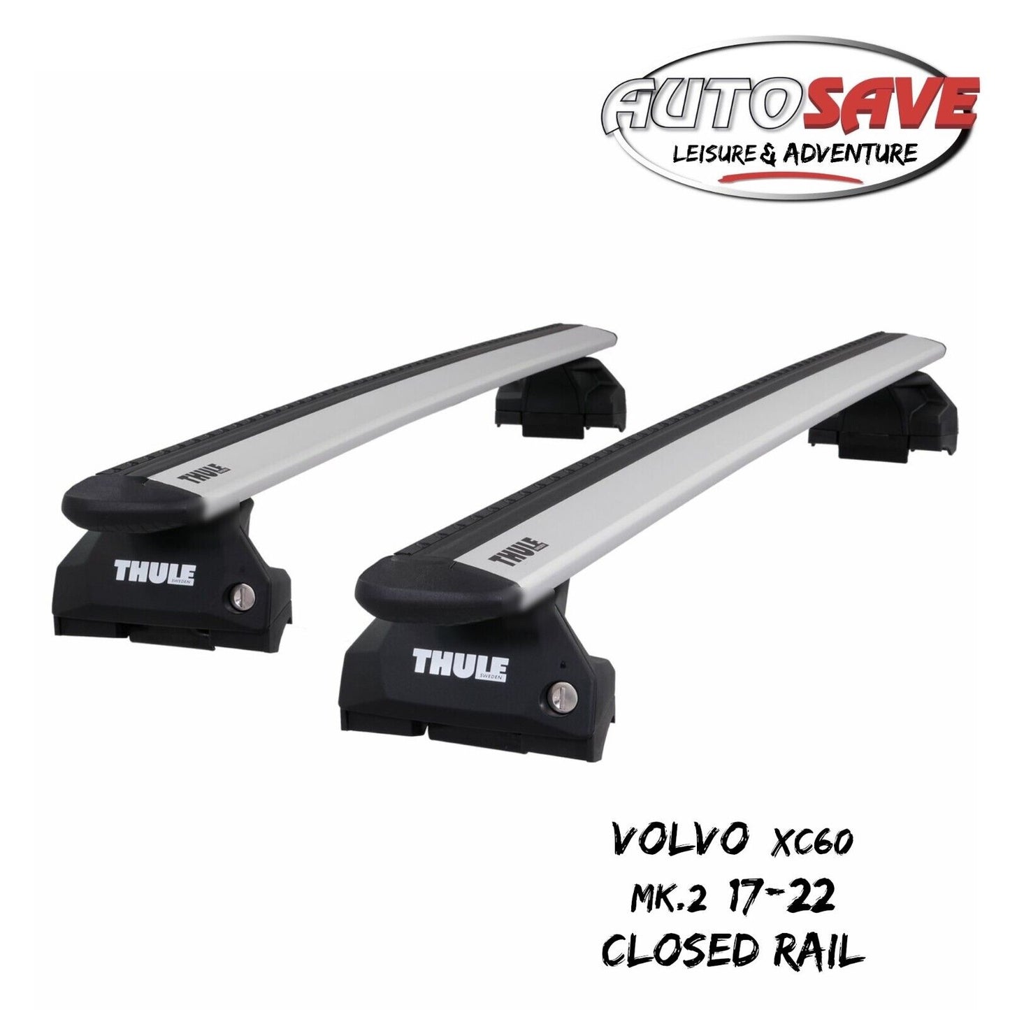 Thule Alu WingBar Evo Silver Roof Bars to fit Volvo XC60 Mk.2 17-22 Closed Rail
