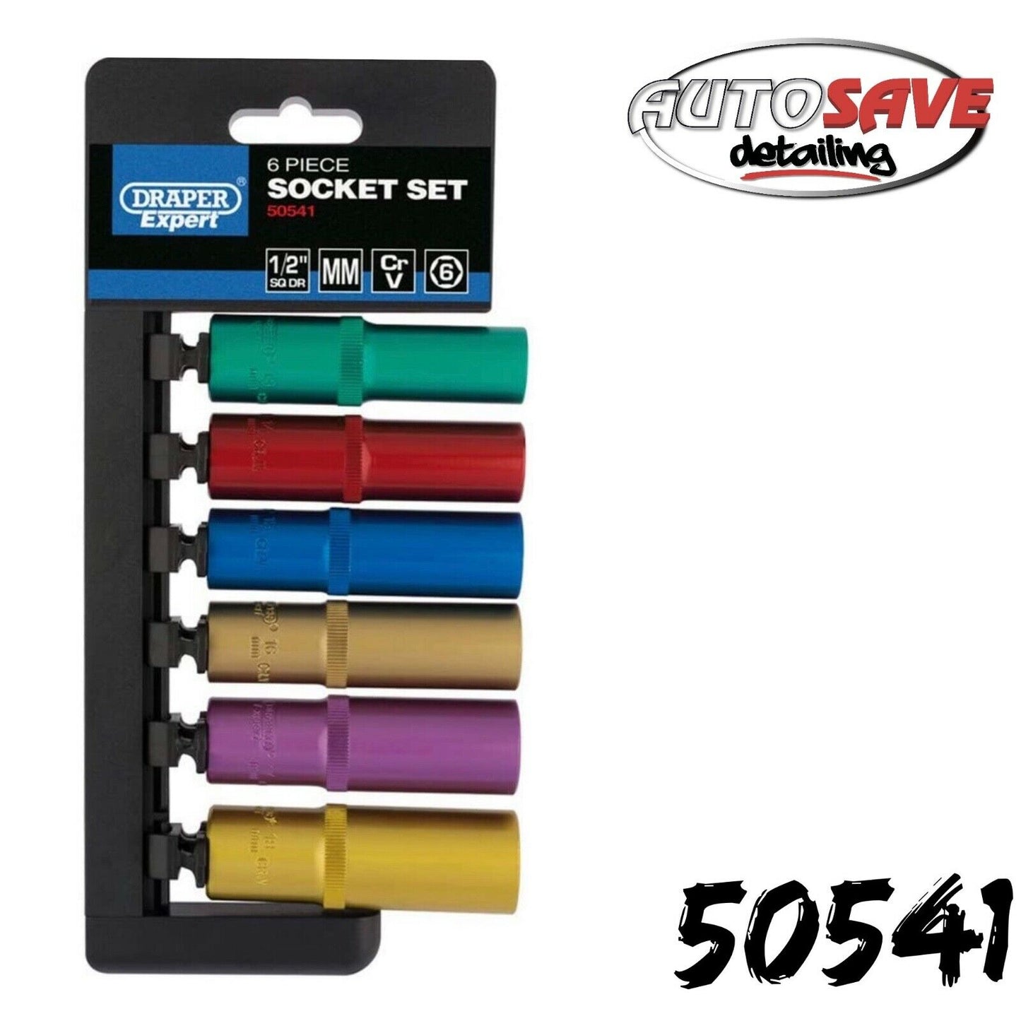 DRAPER 1/2" Sq. Dr. Metric Coloured Deep Socket Set [50541]