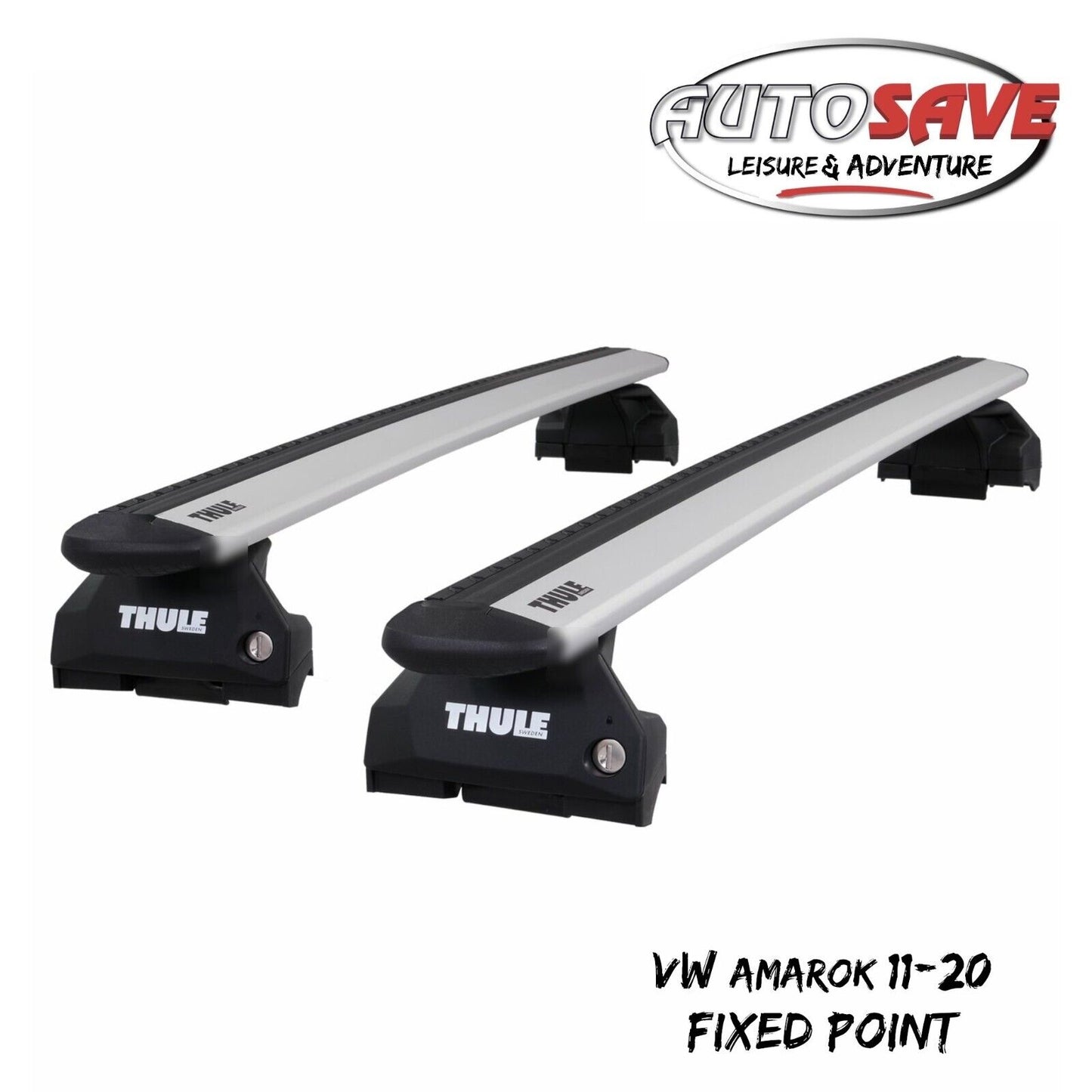 Thule Aluminium WingBar Evo Silver Roof Bars Set to fit VW Amarok 11-20 Fixpoint