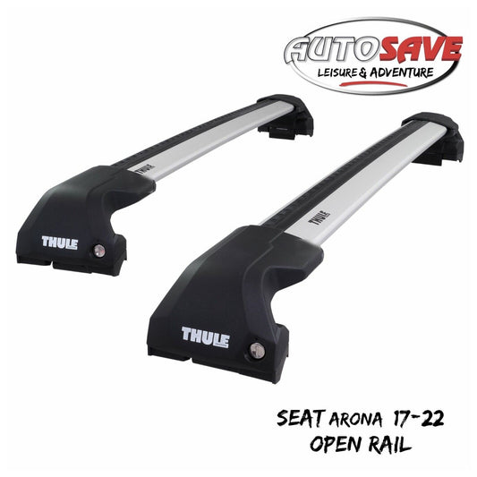 Thule WingBar Edge Silver Aluminium Roof Bars Set for Seat Arona 17-22 Open Rail