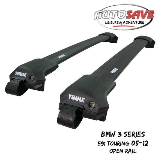 Thule WingBar Edge Black Roof Bars BMW 3 Series E91 Touring 05-12 Open Rails