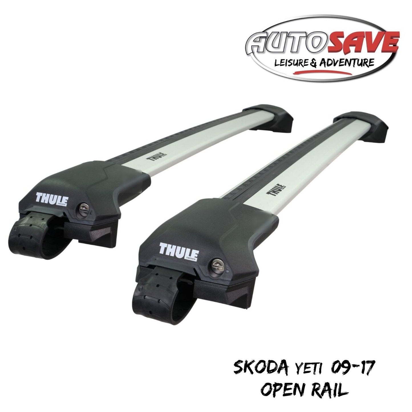 Thule WingBar Edge Silver Roof Bars Skoda Yeti 09-17 Open Rails Aluminium Aero