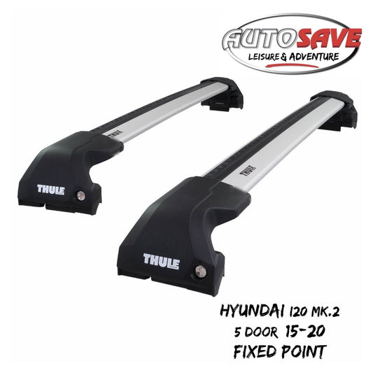 Thule WingBar Edge Silver Roof Bars Hyundai i20 Mk.2 5 Door 15-20 Fixed Point