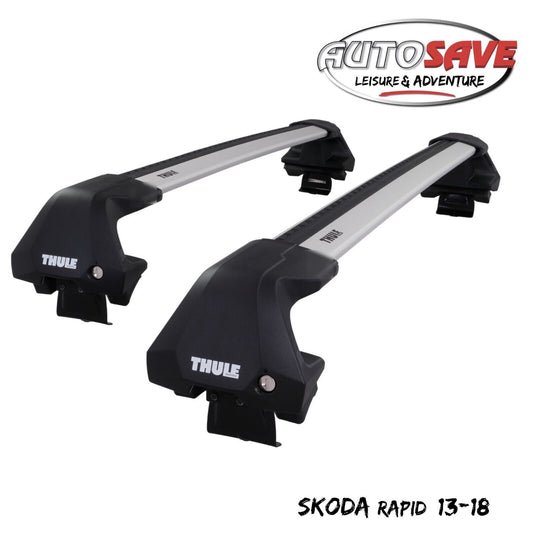 Thule WingBar Edge Silver Aluminium Roof Bars Set to fit Skoda Rapid 13-18 Pair