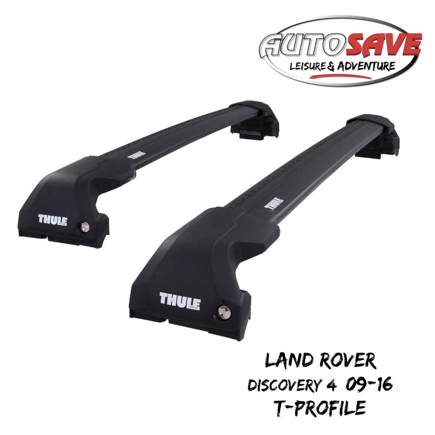 Thule WingBar Edge Black Roof Bars to fit Land Rover Discovery 4 09-16 T-Profile