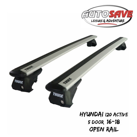 Thule WingBar Evo Silver Roof Bars fit Hyundai i20 Active 5 Door 16-18 Open Rail