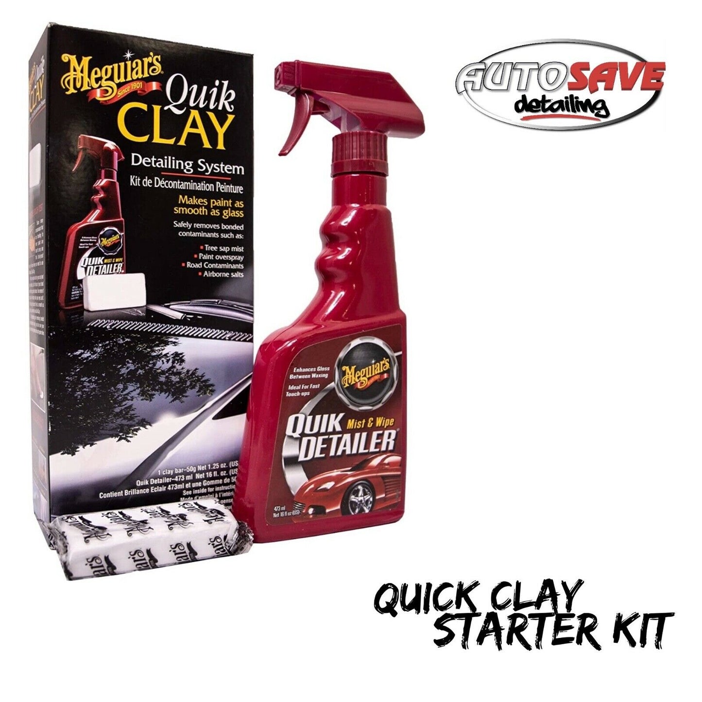 MEGUIARS QUIK CLAY STARTER KIT CLAY BAR QUICK DETAILER G1116EU