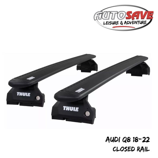 Thule Aluminium WingBar Evo Black Roof Bars Set to fit Audi Q8 18-22 Closed Rail