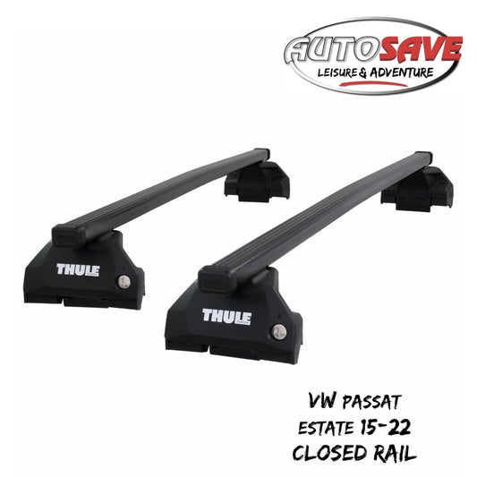 Thule Steel SquareBar Evo Roof Bar Set fit VW Passat Estate 15-22 Closed Rail