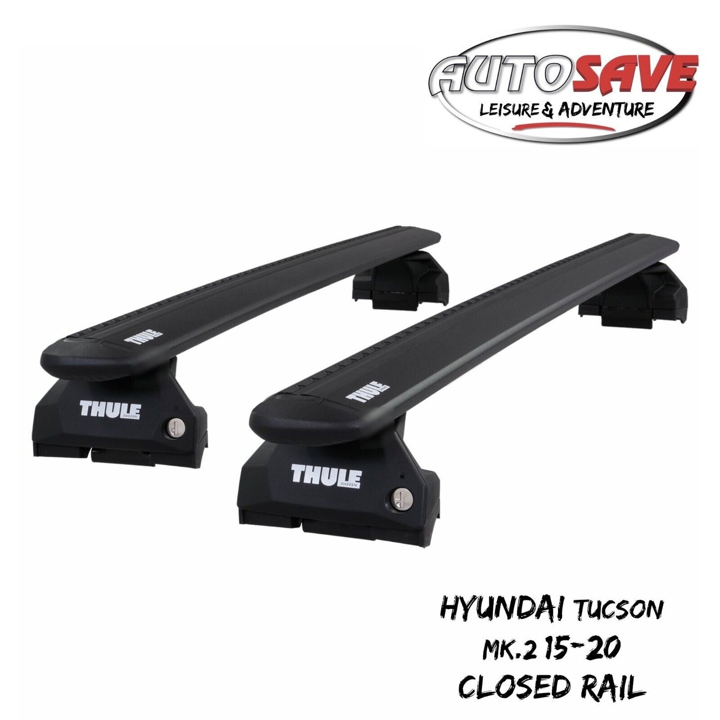 Thule Alu WingBar Evo Black Roof Bars fit Hyundai Tucson Mk.2 15-20 Closed Rail