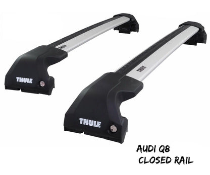 WingBar Edge (silver) Aluminium Roof Bar Set for Audi Q8 2019-26 Flush (closed) Rails