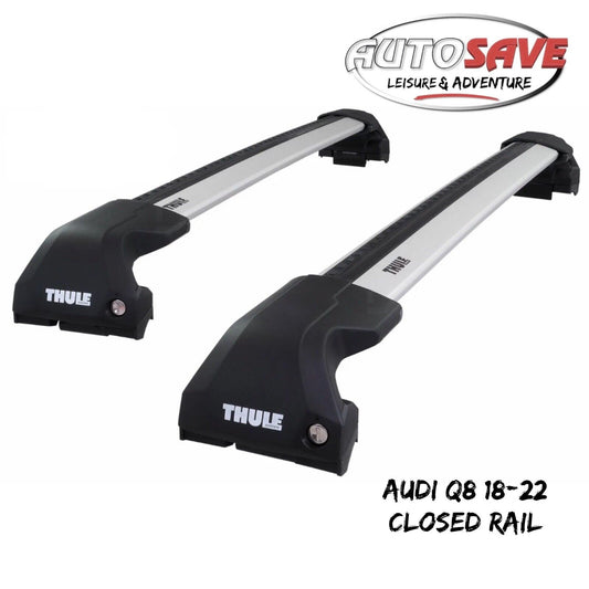 Thule WingBar Edge Silver Aluminium Roof Bars Set for Audi Q8 18-22 Closed Rail