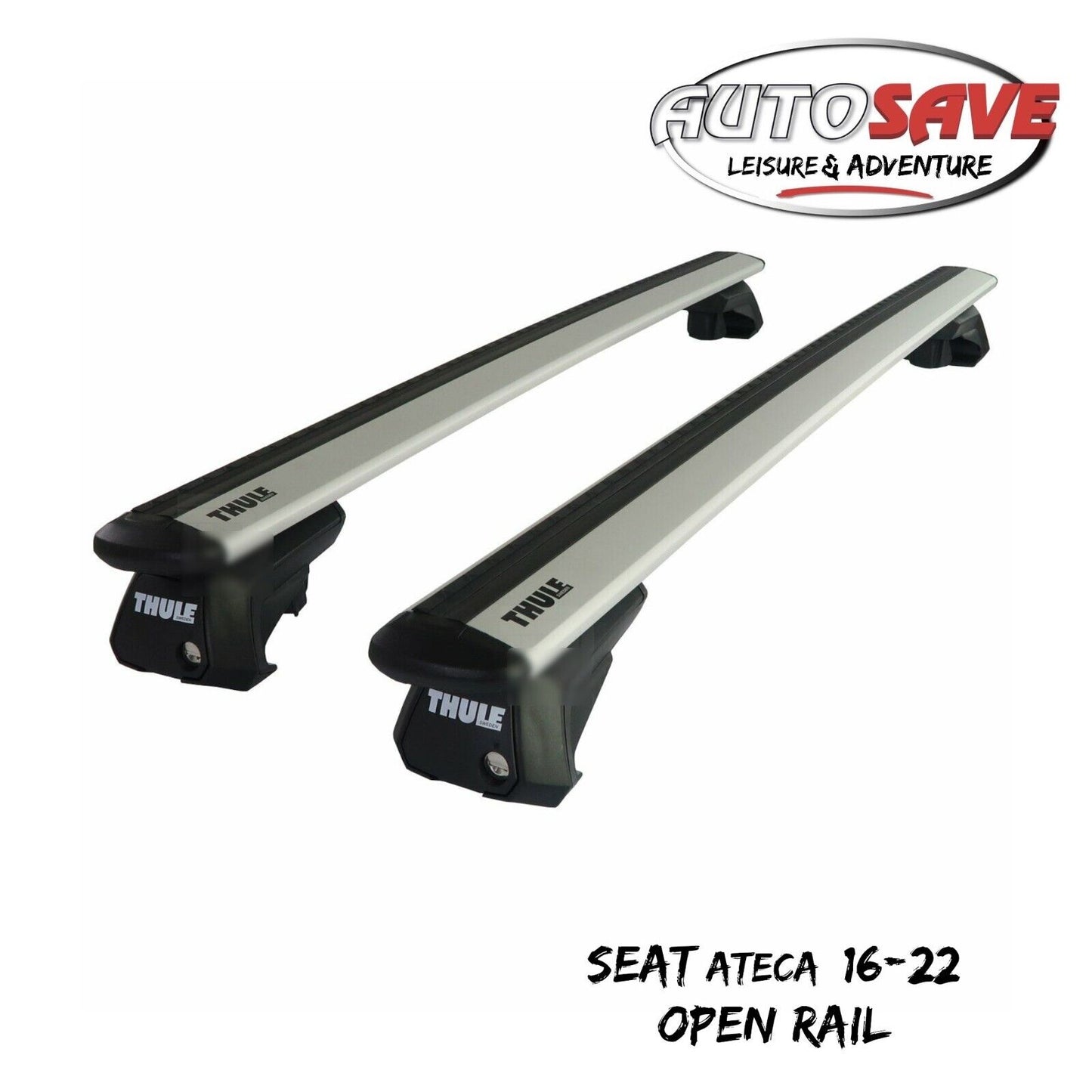 Thule Aluminium WingBar Evo Silver Roof Bars to fit Seat Ateca 16-22 Open Rail