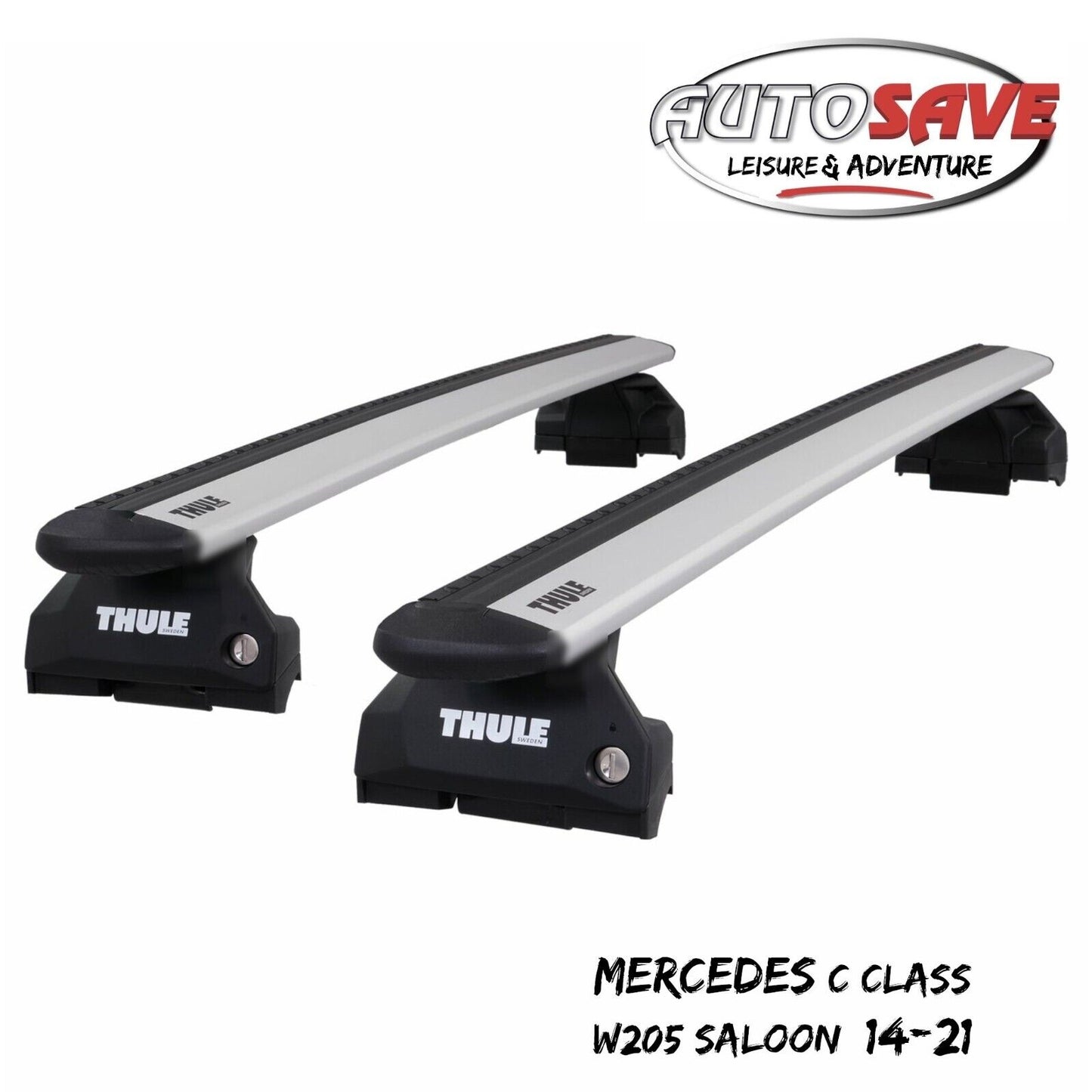 Thule WingBar Evo Silver Roof Bars Set to fit Mercedes C Class Saloon W205 14-21