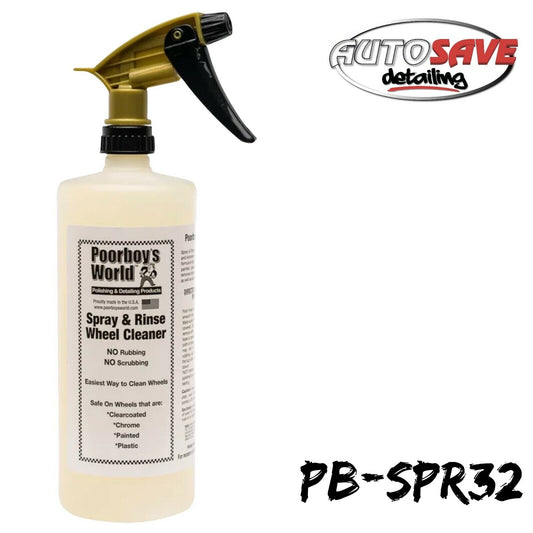 POORBOYS SPRAY AND RINSE WHEEL CLEANER 946ML - NO RUBBING  NO SCRUBBING