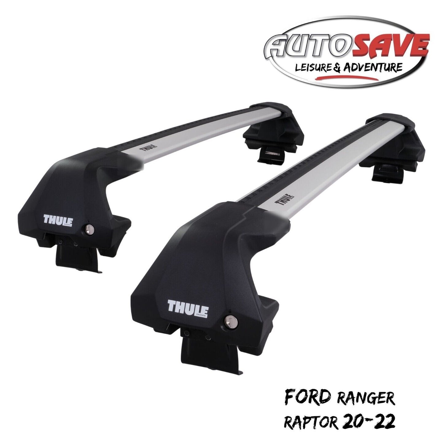 Thule WingBar Edge Silver Aluminium Roof Bars Set for Ford Ranger Raptor 20-22