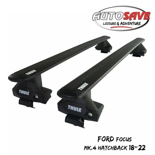 Thule Aluminium WingBar Evo Black Roof Bar Set Ford Focus Mk.4 Hatchback 18-22