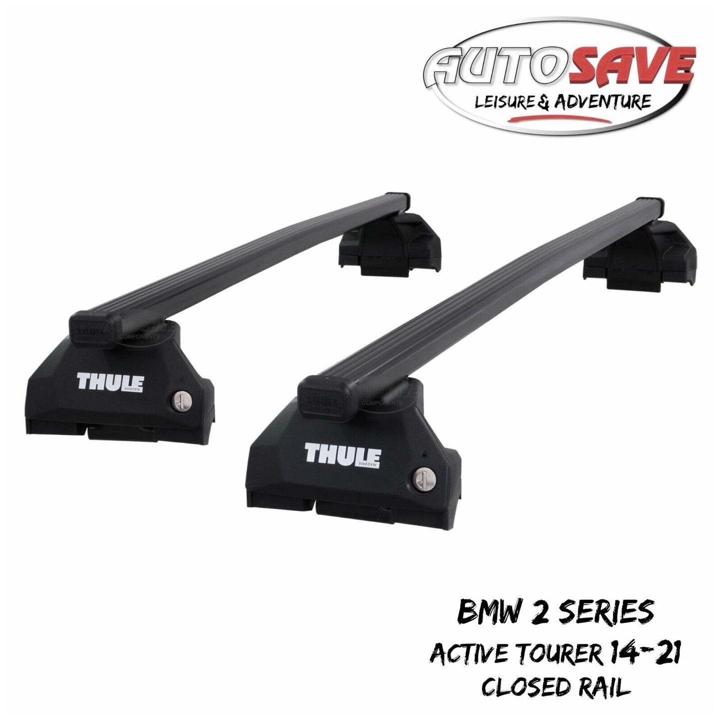 Thule Steel SquareBar Evo Roof Bars BMW 2 Series Active Tourer 14-21 Closed Rail