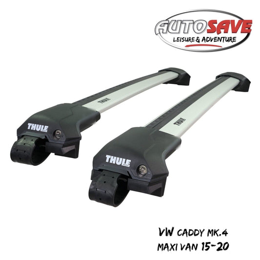 Thule WingBar Edge Silver Roof Bars Set to fit VW Caddy Maxi Van Mk4 15-20 Rails