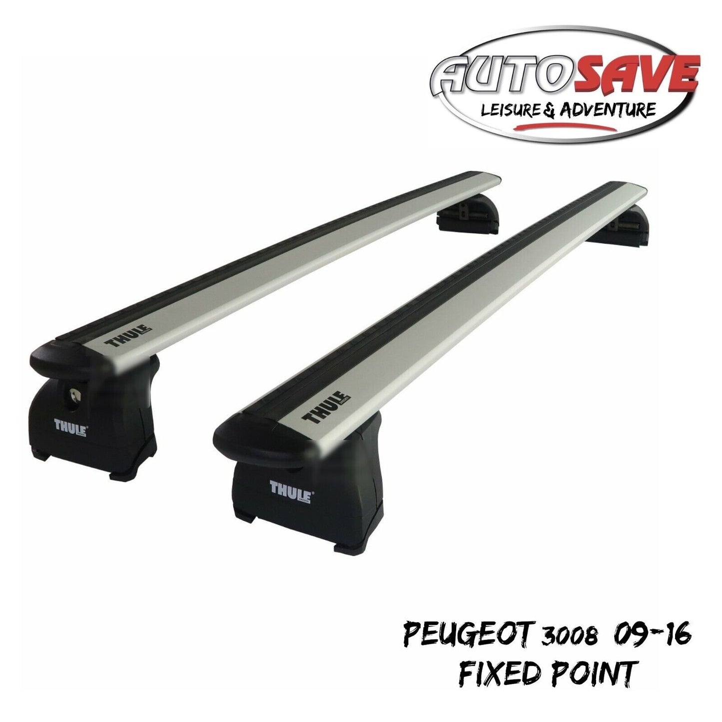 Thule Alu WingBar Evo Silver Roof Bars Set to fit Peugeot 3008 09-16 Fixed Point