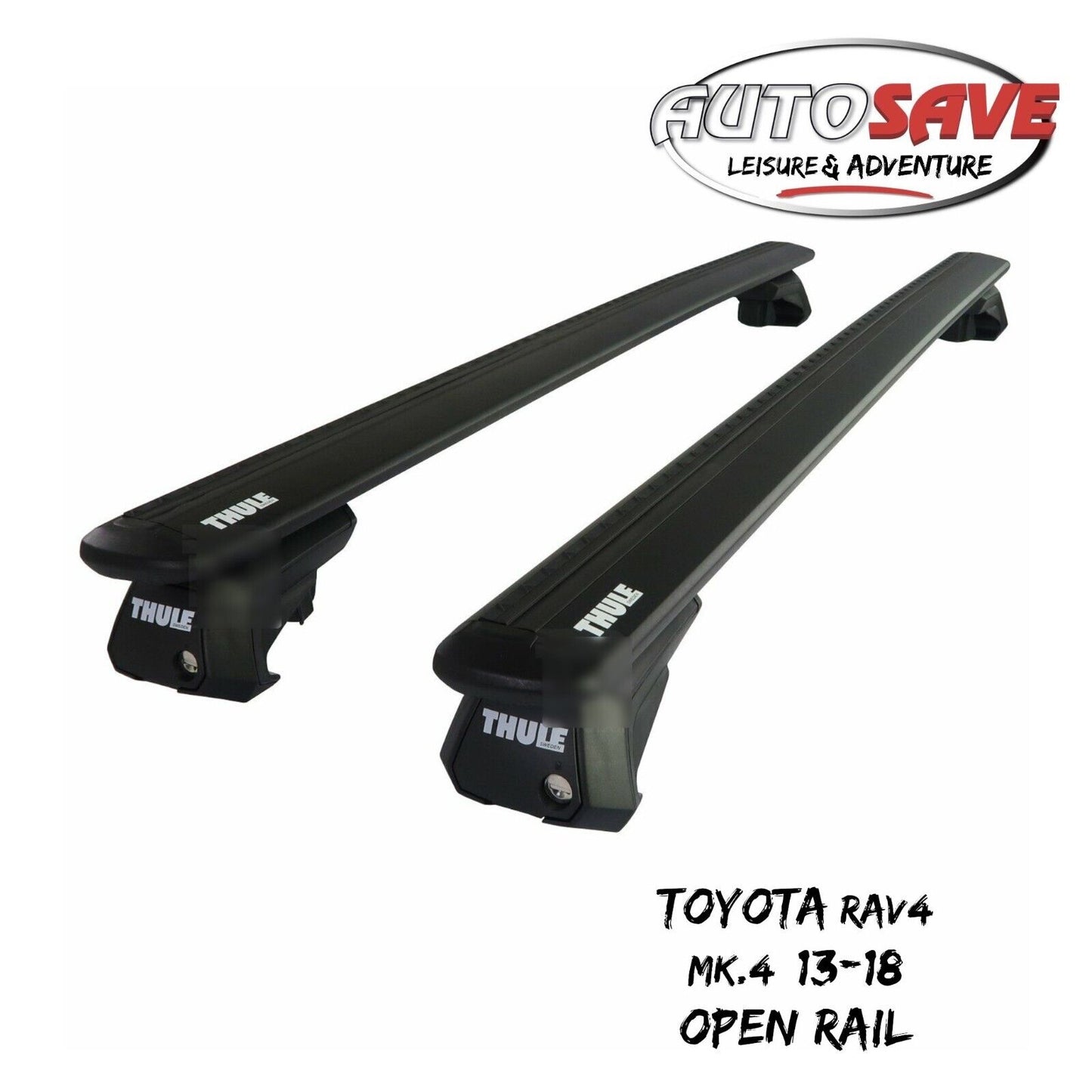 Thule Alu WingBar Evo Black Roof Bars to fit Toyota RAV4 Mk.4 13-18 Open Rail