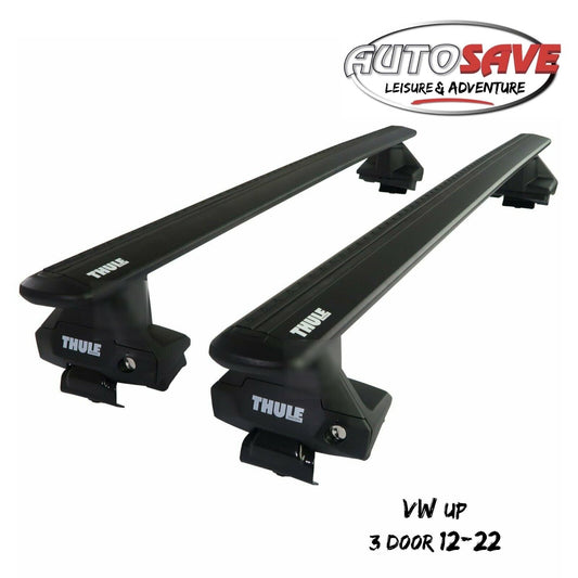 Thule Aluminium WingBar Evo Black Roof Bars Set to fit VW Up 3 Door 12-22 Aero