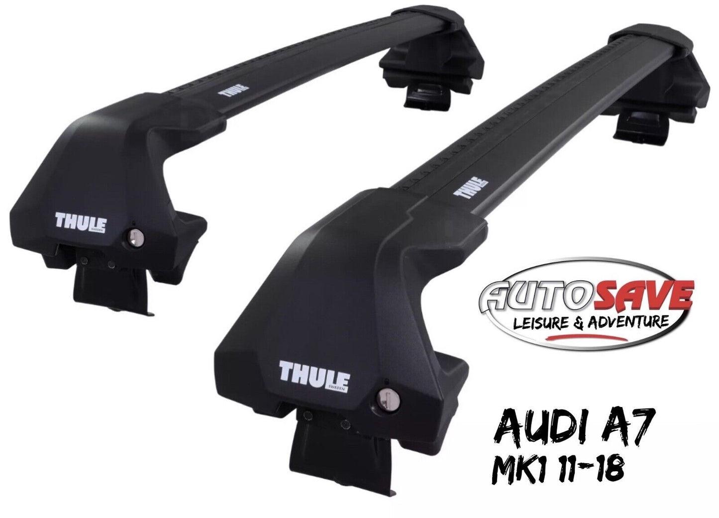 Thule WingBar Edge Black Aluminium Roof Bars Set to fit Audi A7 Mk.1 11-18 Pair