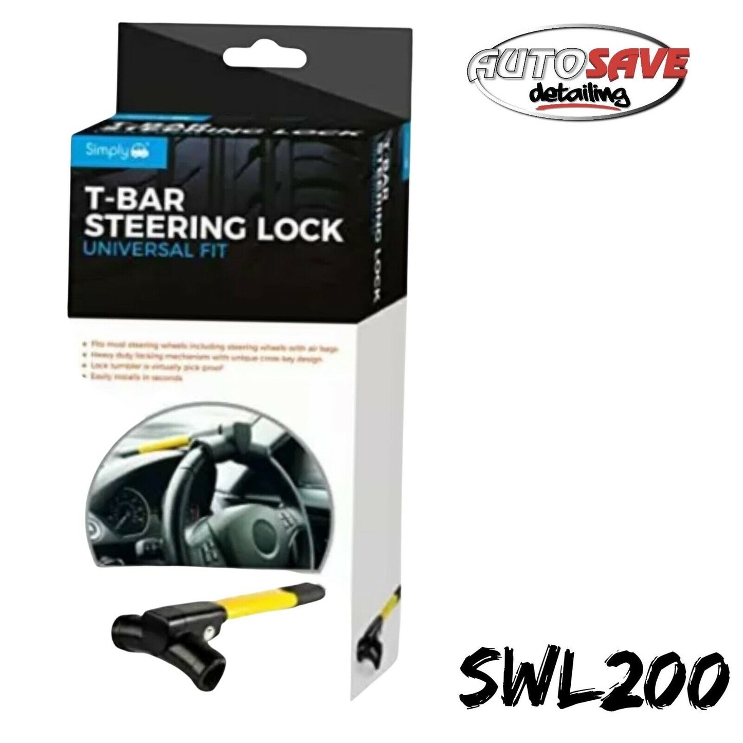 Simply SWL200 T-Bar Steering Wheel Heavy Duty Locking Mechanism