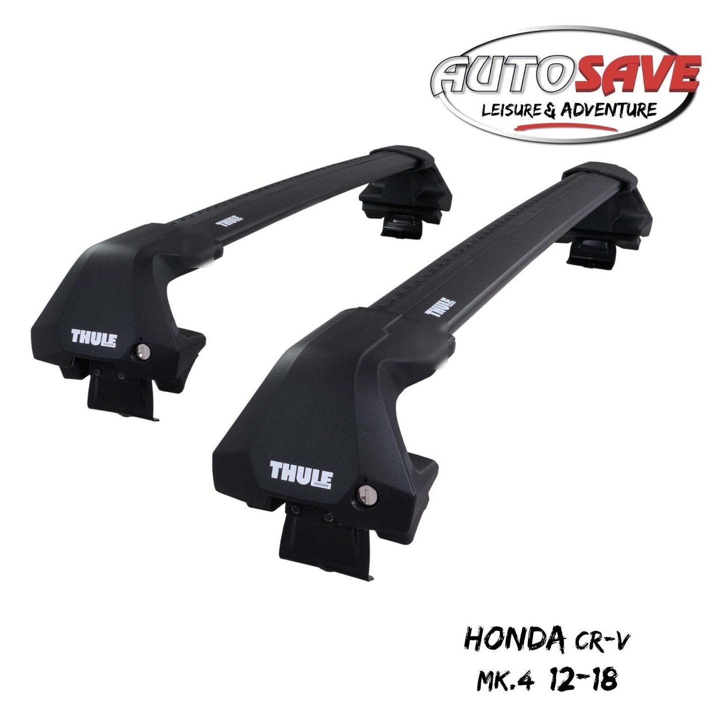 Thule WingBar Edge Black Aluminium Roof Bars Set to fit Honda CR-V Mk.4 12-18