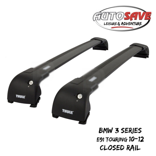 Thule WingBar Edge Black Roof Bars BMW 3 Series E91 Touring 10-12 Closed Rails