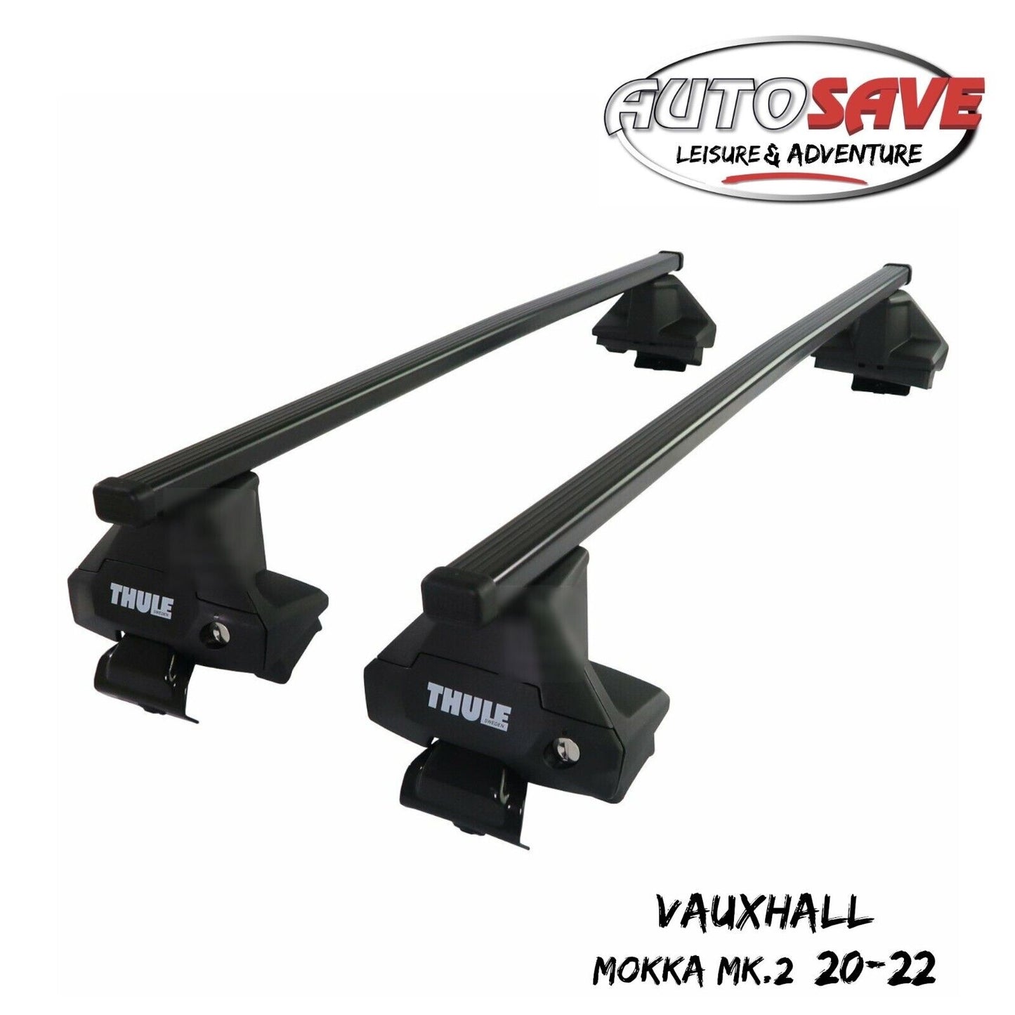 Thule Steel SquareBar Evo Roof Bars Set for Vauxhall Mokka Mk.2 20-22 Lockable