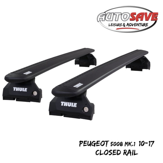Thule WingBar Evo Black Roof Bars Set to fit Peugeot 5008 Mk.1 10-17 Closed Rail