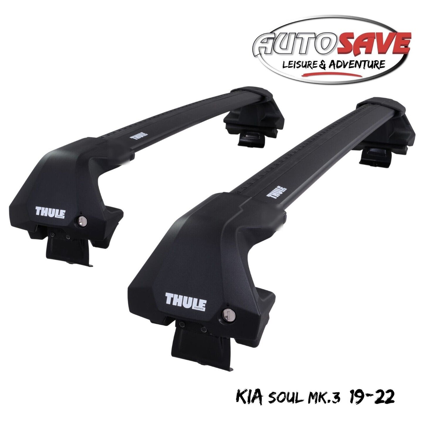 Thule WingBar Edge Black Aluminium Roof Bars Set to fit Kia Soul Mk.3 19-22 Pair