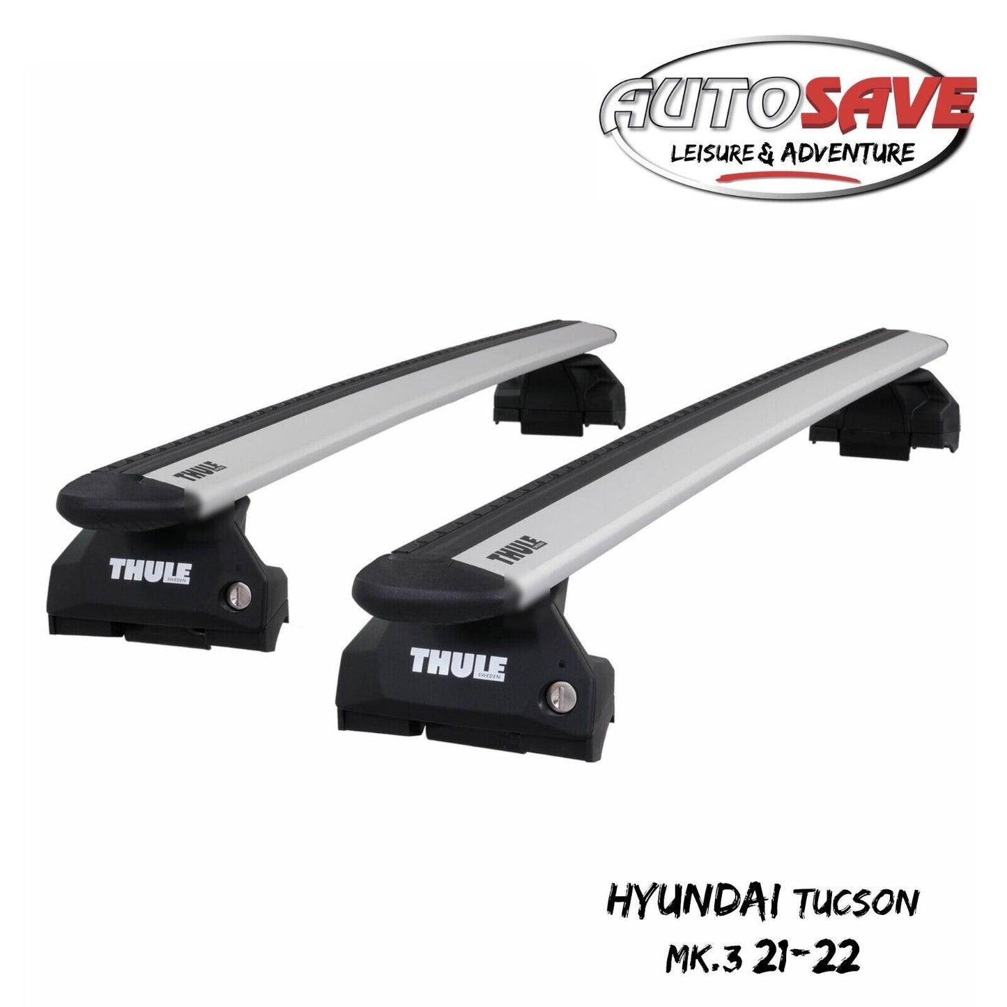 Thule Aluminium WingBar Evo Silver Roof Bars for Hyundai Tucson Mk.3 21-22 Rails