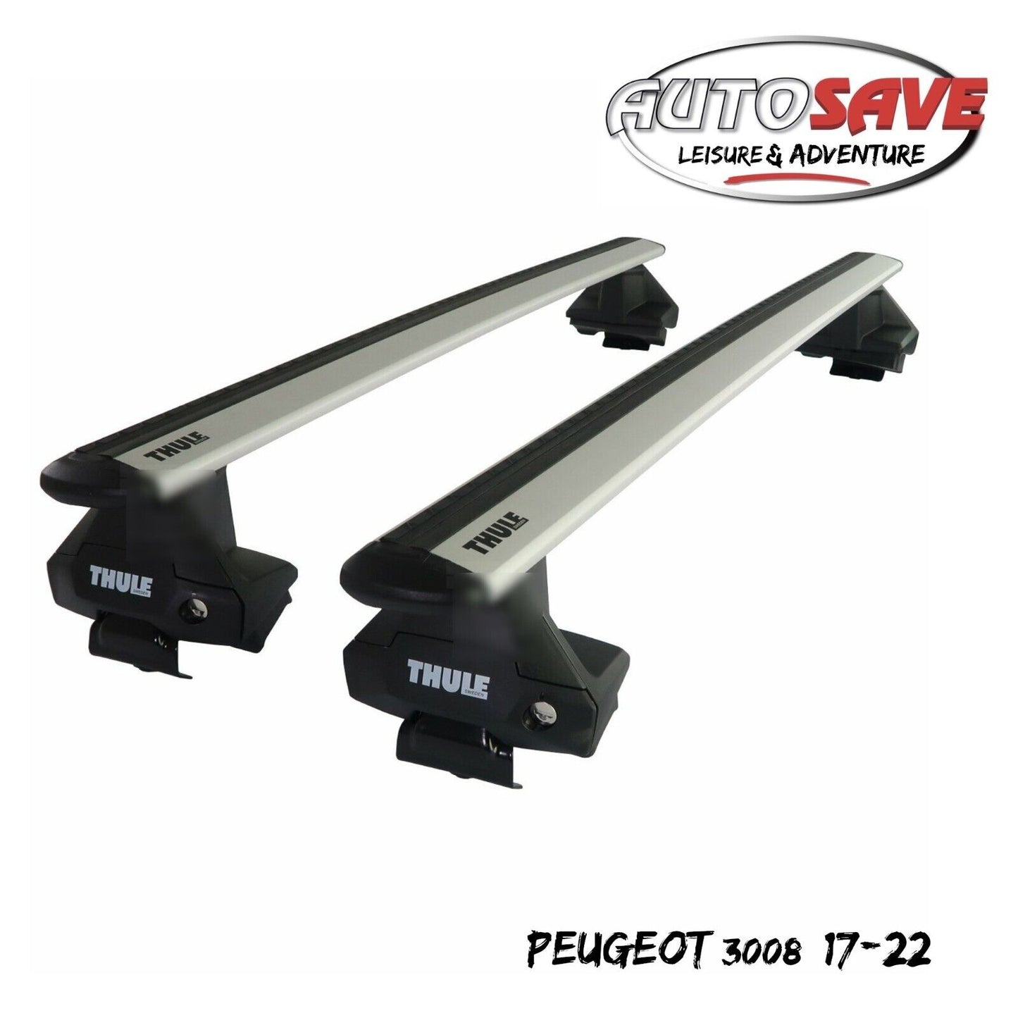 Thule Aluminium WingBar Evo Silver Roof Bars Set to fit Peugeot 3008 17-22 Aero